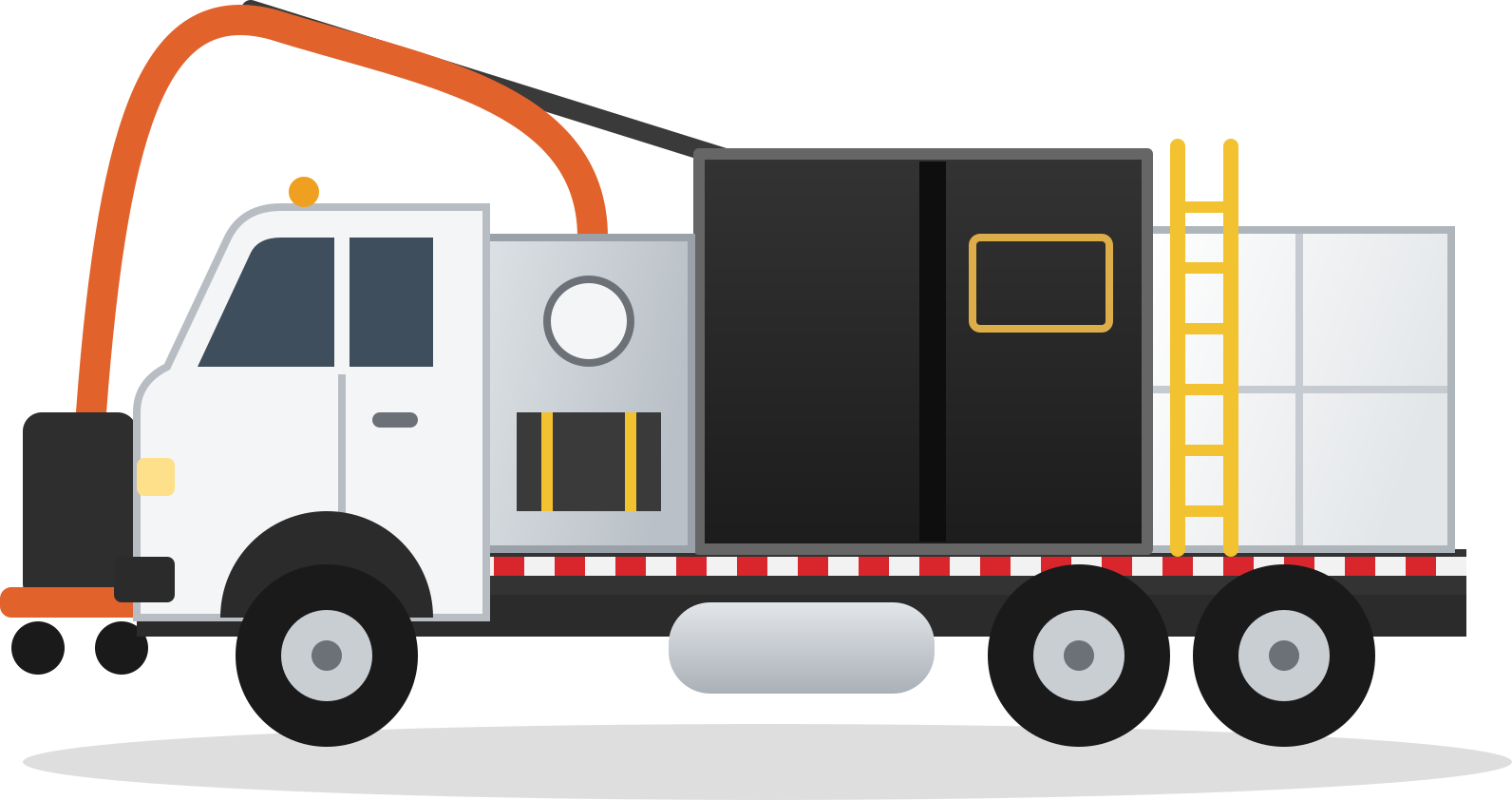 Illustration of a truck-mounted industrial water tank